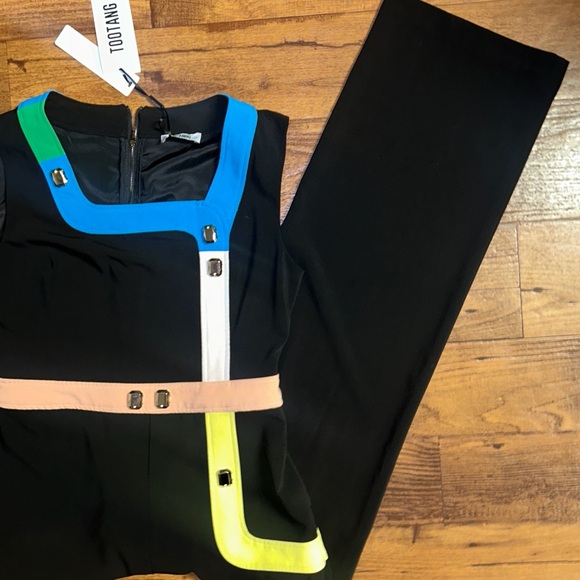 Too Tang • Large • Black W/ Color Block • Bling Diamond Stones • Jumpsuit • New - Picture 8 of 16